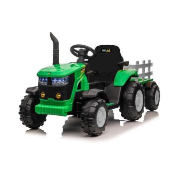Elektromos gyermek traktor utánfutóval 12V 7Ah EVA kerekek ECO bőr zöld kép