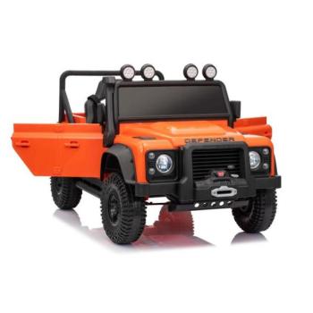 Elektromos kisautó Land Rover Defender 110 SVX 12V, narancssárga, 4X4 hajtás, LED lámpák, elöl kép