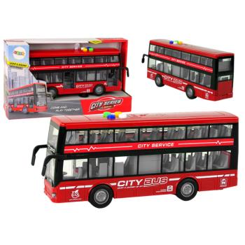 Emeletes busz effektekkel és dörzshajtással 1:16 piros kép