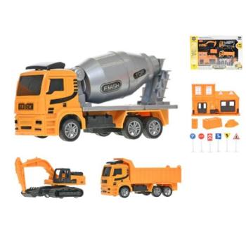 Építőipari járművek 12-14cm hátramenet 3db kiegészítőkkel kép