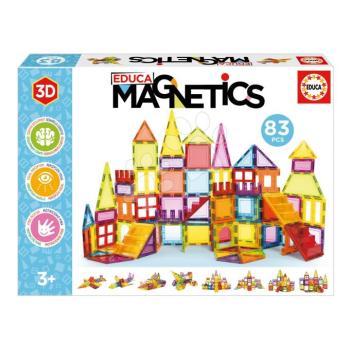 Építőjáték 3D mágneses extra nagy Magnetics Building Tiles Educa 83 színes elem kép