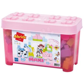 Épitőjáték dobozban állatkákkal Farm Animals Barrel Maxi Abrick Écoiffier rózsaszin 50 kockával 12 hó-tól kép