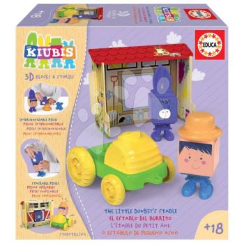 Építőjáték Kiubis 3D Blocks & Stories The Little Donkey´s stable Educa 2 figura traktorral és istállóval 24 hó-tól kép