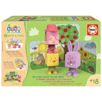 Építőjáték Kiubis 3D Blocks & Stories The Little Farmer and the Apples Educa 3 figura 24 hó-tól kép
