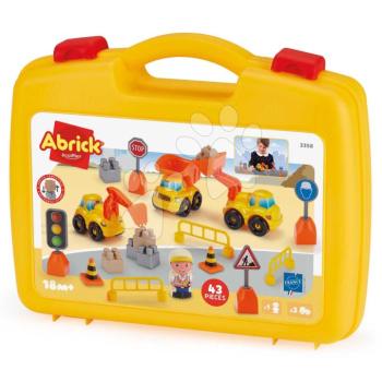Építőjáték kofferben munkagépek Public Work Suitcase Abrick Écoiffier 43 kiegészítő figurával és jelzőtáblákkal 18 hó-tól kép