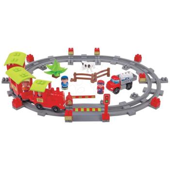 Építőjáték Vonat sínekkel Steam Train Abrick Ecoiffier 2 vasúti kocsival és 4 figurával 18 hónapos kortól kép
