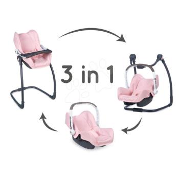 Etetőszék autósülés és hinta Powder Pink Maxi Cosi&Quinny Smoby 3-as kombináció biztonságiövvel kép