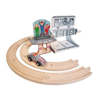 Fa autópálya Porsche Racing Extension Set Eichhorn biztonsági kocsival 14 darabos kép