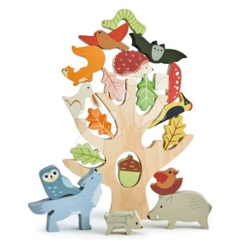 Fa egyensúlyozó facsemete Stacking Forest Tender Leaf Toys 19 állatkával és erdei terméssel 18 hó-tól kép