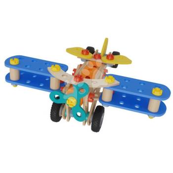 Fa építőjáték biplán Construct Biplane Eichhorn 2 modell 84 drb 4 évtől