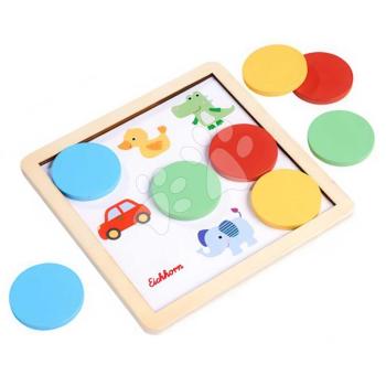 Fa fejlesztőjáték Színek Color Matching Game Eichhorn 5 képeslap 8 színes zseton 3 évtől