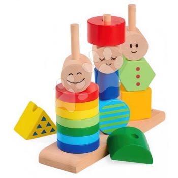Fa figura kirakós Stacking Figure Game Eichhorn 18 színes elem állvánnyal 12 hó-tól kép