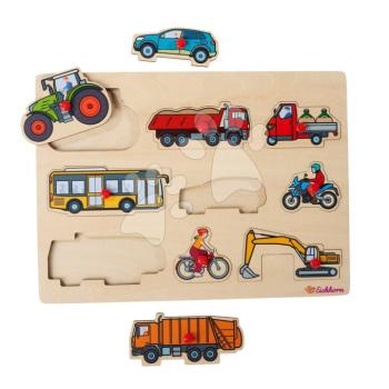 Fa formaillesztő puzzle Járművek Vehicles Eichhorn 9 részes alappal 12 hó-tól EH5485 kép