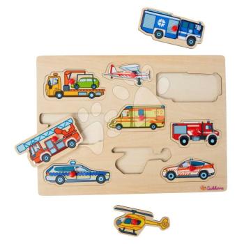 Fa formaillesztő puzzle Sürgőpsségi járművek Emergency Vehicles Eichhorn 9 részes alappal 12 hó-tól EH5486 kép