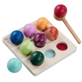 Fa golyóválogató Montessori sorting Balls Eichhorn 9 golyó kanállal és alappal 24 hó-tól kép