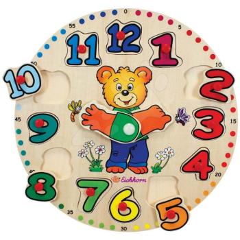 Fa készségfejlesztő puzzle óra Teaching Clock Eichhorn 12 formaillesztő számmal 24 hó-tól kép