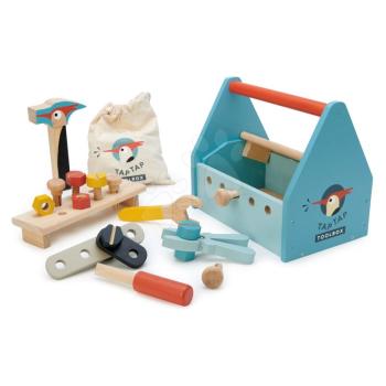 Fa koffer Tap Tap Tool Box Tender Leaf Toys szerszámokkal és kalapáccsal kép