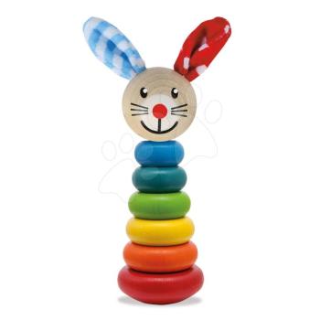 Fa nyuszi Stacking Rabbit Baby Eichhorn 18 cm magas karika rakosgató plüss fülekkel 12 hó-tól kép