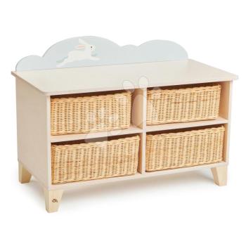 Fa nyuszis szekrényke Bunny Storage Unit Tender Leaf Toys 4 fonott tároló kosárral kép