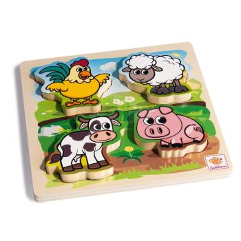 Fa puzzle Feel-Puzzle with Fabric Eichhorn 5 darabos állatkák textil részekkel 12 hó-tól kép