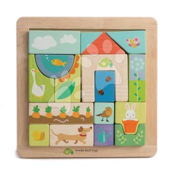 Fa puzzle kert Garden Patch Puzzle Tender Leaf Toys keretben festett ábrákkal 18 hó-tól kép