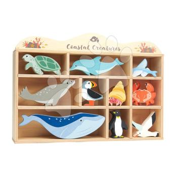 Fa tengeri állatok polcon 10 drb Coastal set Tender Leaf Toys kép