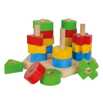 Fa toronyépítő Stacking Toy Eichhorn 5 különböző színes alakzattal 21 darabos 12 hó-tól kép