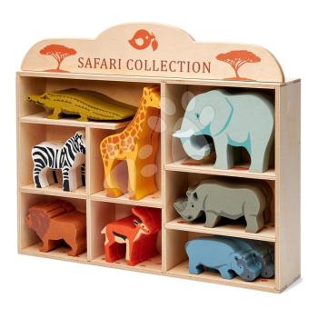 Fa vadon élő állatkák polcon 24 drb Safari set Tender Leaf Toys krokodil elefánt zebra antilop zsiráf orrszarvú víziló oroszlán kép