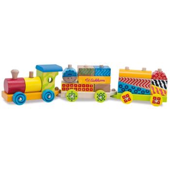 Fa vonat kockákkal Color Small Train Eichhorn mozdony 2 vagonnal 18 részes 12 hó-tól kép
