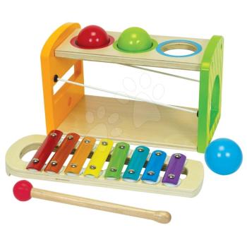 Fa xilofon Color Xylophone Hammering Bench Eichhorn 3 labdával és kalapáccsal 24 hó-tól kép