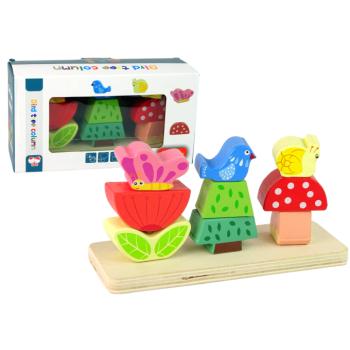 Fából készült puzzle virágzó pillangó madár