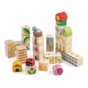 Fakockák kert hangulattal Garden Blocks Tender Leaf Toys festett ábrákkal 24 darabos 18 hó-tól kép