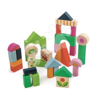 Fakockák vidéki hangulattal Courtyard Blocks Tender Leaf Toys festett ábrákkal 34 darabos táskában 18 hó-tól kép