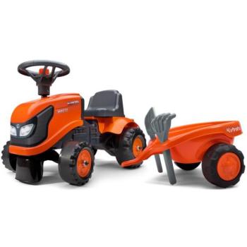 Falk 260C Baby Kubota ride-on traktor pótkocsival, gereblye & lapát kép