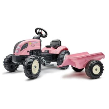 Falk gyalogos traktor 2056L Country Star pótkocsival - rózsaszín kép