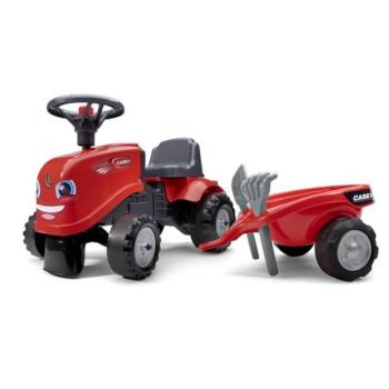 Falk Odrážadlo 238C Baby Case IH piros utánfutóval és lapáttal gereblyével kép