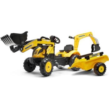 Falk Šliapací traktor 2076N Komatsu rakodóval, kotrógéppel és pótkocsival - sárga kép