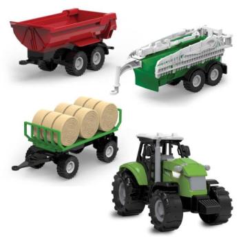 FARM SERVICE - SZETT Traktor három pótkocsival, fényekkel és hangokkal kép
