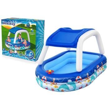 Felfújható csónak medence a legkisebbeknek tetővel 213x155x132 cm Bestway kép