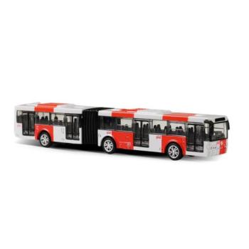 Fém csuklós busz PID Prága piros 18 cm kép