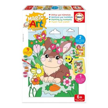 Festés számok szerint Állatkák Magic Art Number Pets Educa 2 kép kerettel és 9 szín ecsettel és palettával 6 évtől kép