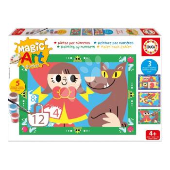 Festés számok szerint Klasszikus mesék Magic Art Number Classic Tales Educa 3 kép 5 festékkel ecsettel és palettával 4 évtől kép