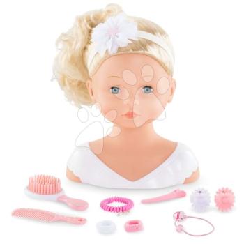 Fésülhető babafej Styling Head Corolle csodaszép selymes szőke hajkoronával 25 cm és 10 kiegészítővel kép