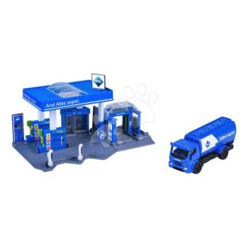 Garázs töltőállomás autómosóval Aral Petrol Station Majorette fém Iveco kisautóval 5 évtől kép