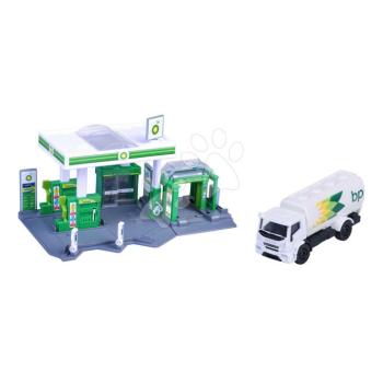 Garázs töltőállomással és autómosóval BP Petrol Station Majorette fém Iveco kisautóval 5 évtől kép