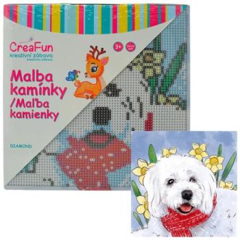 Gyémántfestés - Fehér kutya 20 x 20 cm kép