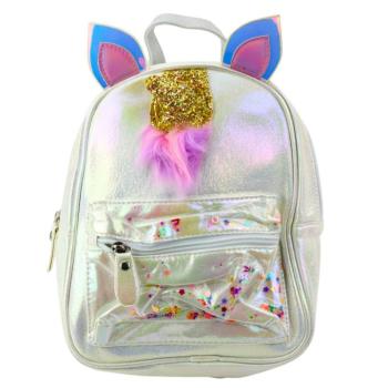 Gyerek hátizsák mozgó konfettivel Unikornis 25cm 4.5L gyöngy kép