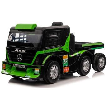 Gyermek elektromos teherautó Mercedes Axor LCD MP4 pótkocsi zölddel kép