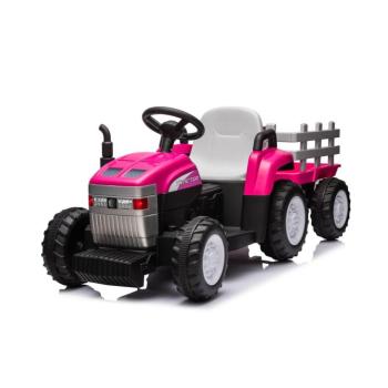 Gyermek elektromos traktor utánfutóval Farm 24V 2x45W EVA kerekek rózsaszín kép