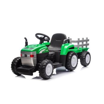 Gyermek elektromos traktor utánfutóval Farm 24V 2x45W EVA kerekekkel, zöld kép